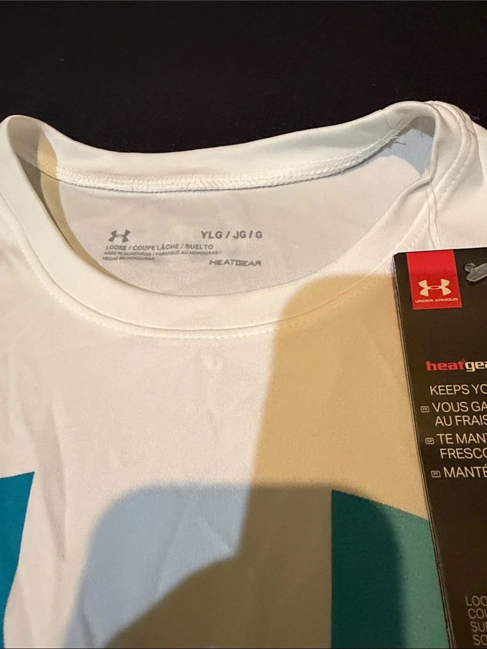 Under Armour White Short-Sleeve Performance Tee with Teal Logo